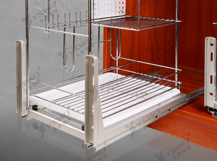 櫥柜拉籃阻尼滑軌 YS733A（側(cè)裝）效果演示圖